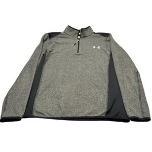 Under Armour Men's ColdGear Fleece Pullover Jacket Small Gray Black 1/2 Zip